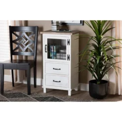 Faron Finished Wood 2 Drawer Storage Cabinet White/Oak Brown - Baxton Studio -Urban Dwell Gear Outlet Store GUEST 5200ec2d 92c2 472a a2ab 9162e546060b