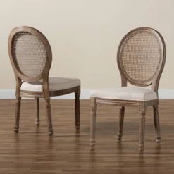 Set Of 2 Louis Fabric Upholstered With Rattan And Wood Dining Chairs Beige/Brown - Baxton Studio 14 Set Of 2 Louis Fabric Upholstered With Rattan And Wood Dining Chairs Beige/Brown - Baxton Studio -Urban Dwell Gear Outlet Store GUEST 52330214 8b11 4da1 866e 4d8d6d73a0c5