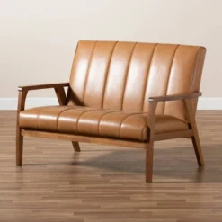 Nikko Mid-Century Faux Leather Upholstered Wood Loveseat Walnut/Brown - Baxton Studio 13 Nikko Mid-Century Faux Leather Upholstered Wood Loveseat Walnut/Brown - Baxton Studio -Urban Dwell Gear Outlet Store GUEST 523a5df4 2552 4576 a2e6 22ac3329118d