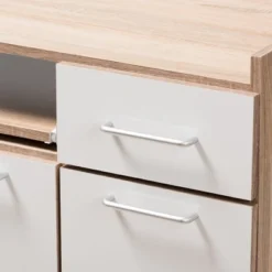 Charmain Modern And Contemporary Light Oak And Finish Kitchen Cabinet White/Brown - Baxton Studio -Urban Dwell Gear Outlet Store GUEST 52b4557f b755 42a7 98c4 57657d57838b