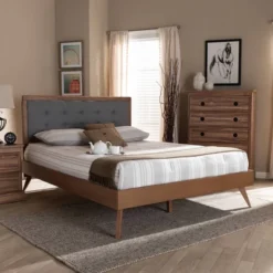 Ines Walnut Finished Wood Platform Bed - Baxton Studio -Urban Dwell Gear Outlet Store GUEST 532ab4d3 7b51 4c4f aefe e294bba2a79b