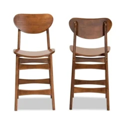 2pc Katya Wood Counter Height Barstool Set Brown - Baxton Studio