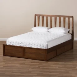 Queen Raurey Modern And Contemporary Walnut Finished Storage Platform Bed Brown - Baxton Studio -Urban Dwell Gear Outlet Store GUEST 538cba74 5795 4448 8435 e9ed42da9347