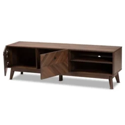 Hartman Wood TV Stand For TVs Up To 60" Walnut Brown - Baxton Studio