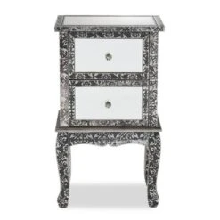 Wycliff Metal And Mirrored Glass 2 Drawer Nightstand Dark Gray/Silver - Baxton Studio -Urban Dwell Gear Outlet Store GUEST 54ab46b1 5d50 45e0 8bf1 a0e15ca470f8