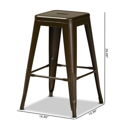 4pc Horton Gunmetal Metal Stackable Counter Stool Set Gray - Baxton Studio 7 4pc Horton Gunmetal Metal Stackable Counter Stool Set Gray - Baxton Studio - Image 7