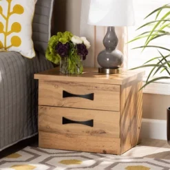 Colburn Wood 2 Drawer Nightstand Oak Brown - Baxton Studio -Urban Dwell Gear Outlet Store GUEST 55dc7c50 5943 4464 9ce6 f02141d7f9b7
