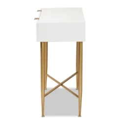 Galia Wood And Metal 1 Drawer Console Table White/Gold - Baxton Studio -Urban Dwell Gear Outlet Store GUEST 565869a8 bb78 4d26 b999 c1e60098d74e