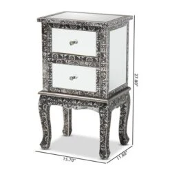 Wycliff Metal And Mirrored Glass 2 Drawer Nightstand Dark Gray/Silver - Baxton Studio -Urban Dwell Gear Outlet Store GUEST 569ddd85 a30e 4ad4 accd ca03c4f6d2a0