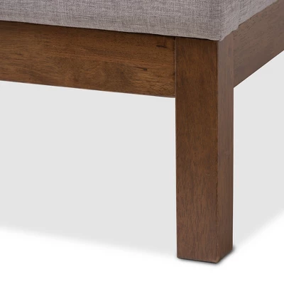 Louvain Modern And Contemporary Fabric Upholstered Walnut - Finished Platform Bed Grayish Beige - Baxton Studio 4 Louvain Modern And Contemporary Fabric Upholstered Walnut - Finished Platform Bed Grayish Beige - Baxton Studio - Image 4