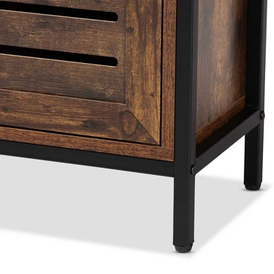 Wayland Rustic Wood And Metal 1 Door Shoe Storage Cabinet Brown/Black - Baxton Studio 5 Wayland Rustic Wood And Metal 1 Door Shoe Storage Cabinet Brown/Black - Baxton Studio - Image 5