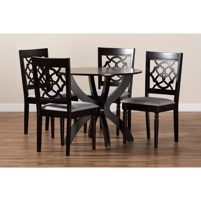 5pc Tonia Fabric Upholstered And Wood Dining Set Gray/Brown - Baxton Studio 7 5pc Tonia Fabric Upholstered And Wood Dining Set Gray/Brown - Baxton Studio - Image 7