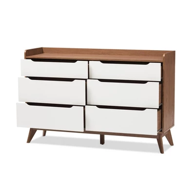 Brighton Mid-Century Modern Wood 6 Drawer Storage Dresser Brown - Baxton Studio 2 Brighton Mid-Century Modern Wood 6 Drawer Storage Dresser Brown - Baxton Studio - Image 2