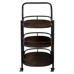 Karlin Rustic Industrial Style Antique Black Textured Finish Metal Distressed Wood Mobile Kitchen Bar Serving Wine Cart - Baxton Studio -Urban Dwell Gear Outlet Store GUEST 5908f14d 826b 420f 9e52 05515595c316