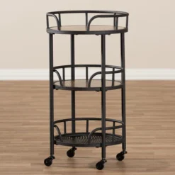 Bristol Rustic Industrial Style Metal And Wood Mobile Serving Cart - Brown - Baxton Studio -Urban Dwell Gear Outlet Store GUEST 596ff4d7 c918 4999 a259 73d3c7846270
