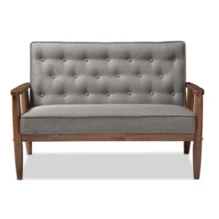 Urban Dwell Gear Outlet Store 9 Sorrento Mid-Century Retro Modern Fabric Upholstered Wooden 2 Seater Loveseat Gray - Baxton Studio