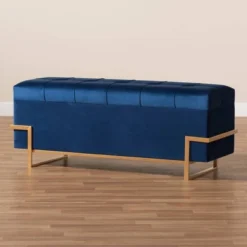 Parker Velvet Upholstered And Metal Storage Ottoman Blue/Gold - Baxton Studio -Urban Dwell Gear Outlet Store GUEST 5b6c21c7 9b2f 4a17 83c3 4bf92ec3cb44