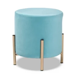 Thurman Velvet Metal Ottoman - Baxton Studio -Urban Dwell Gear Outlet Store GUEST 5c58fe2f d012 485c a26d e0803207c36f