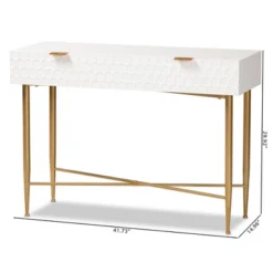 Galia Wood And Metal 1 Drawer Console Table White/Gold - Baxton Studio -Urban Dwell Gear Outlet Store GUEST 5ceea3b6 baaf 4d4f aa8e 8fc7ae080dd2