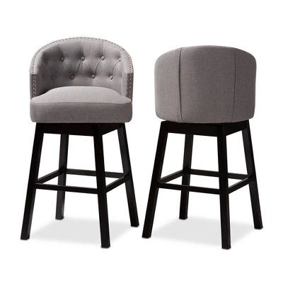 Set Of 2 Theron Swivel Barstools - Baxton Studio 5 Set Of 2 Theron Swivel Barstools - Baxton Studio - Image 5