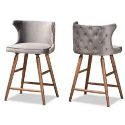 2pc Sagira Velvet Fabric Upholstered And Wood Counter Height Barstool Set - Baxton Studio 16 2pc Sagira Velvet Fabric Upholstered And Wood Counter Height Barstool Set - Baxton Studio -Urban Dwell Gear Outlet Store GUEST 5df54e25 0167 41ce b105 c68c3870ad7e