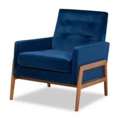 Perris Mid-Century Modern Velvet Fabric Upholstered Wood Lounge Chair - Baxton Studio -Urban Dwell Gear Outlet Store GUEST 5e42ca8c 88f7 48c3 87ca 1abee338a1a3