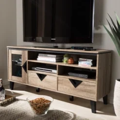 Cardiff Modern And Contemporary Wood TV Stand For TVs Up To 55" - Light Brown - Baxton Studio -Urban Dwell Gear Outlet Store GUEST 5f772ecd bf36 4aae 8c8c 32b189ea0249