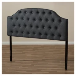Queen Windsor Modern And Contemporary Fabric Upholstered Scalloped Buttoned Headboard Dark Gray - Baxton Studio -Urban Dwell Gear Outlet Store GUEST 5f8eb9d2 8179 4cf7 a29b d17bc310a4b5