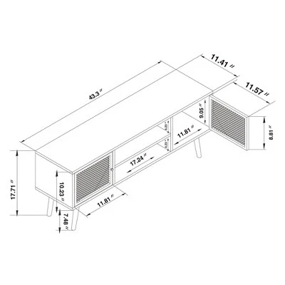 Yuna Natural Wood And Metal 2 Door TV Stand For TVs Up To 40" Brown/Black - Baxton Studio 9 Yuna Natural Wood And Metal 2 Door TV Stand For TVs Up To 40" Brown/Black - Baxton Studio - Image 9