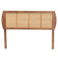 Harris Wood And Synthetic Rattan Headboard Walnut - Baxton Studio