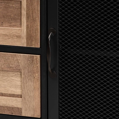 Connell Two-Tone Wood And Metal Sideboard Buffet Natural Brown/Black - Baxton Studio 5 Connell Two-Tone Wood And Metal Sideboard Buffet Natural Brown/Black - Baxton Studio - Image 5