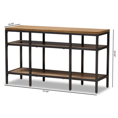 Caribou Rustic Industrial Style Oak Wood And Metal Finished Console Table Black - Baxton Studio 7 Caribou Rustic Industrial Style Oak Wood And Metal Finished Console Table Black - Baxton Studio - Image 7