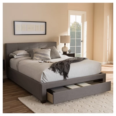 Brandy Modern And Contemporary Fabric Upholstered Platform Bed With Storage Drawer - Baxton Studio 7 Brandy Modern And Contemporary Fabric Upholstered Platform Bed With Storage Drawer - Baxton Studio - Image 7