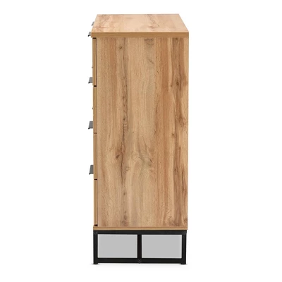 Reid Wood And Metal 4 Drawer Dresser Oak/Black - Baxton Studio 3 Reid Wood And Metal 4 Drawer Dresser Oak/Black - Baxton Studio - Image 3