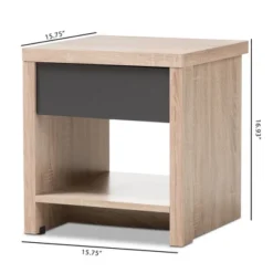Jamie Modern And Contemporary Two - Tone Wood 1 - Drawer 1 - Shelf Nightstand - Brown - Baxton Studio -Urban Dwell Gear Outlet Store GUEST 6277ceef ad45 4f04 9249 d0b3e80957bf