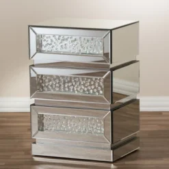 Sabrina Hollywood Regency Glamour Style Mirrored 3 - Drawer Nightstand - Baxton Studio -Urban Dwell Gear Outlet Store GUEST 628d78cd d894 4d99 8ec7 d5bad5c33f5d