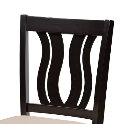 5pc Fenton Fabric Upholstered And Wood Pub Dining Set Dark Brown - Baxton Studio 4 5pc Fenton Fabric Upholstered And Wood Pub Dining Set Dark Brown - Baxton Studio - Image 4