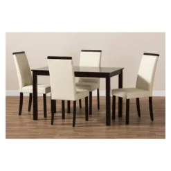 5pc Daveney Modern And Contemporary Espresso Faux Leather Upholstered Dining Set Cream, Dark Brown - Baxton Studio -Urban Dwell Gear Outlet Store GUEST 63706ac4 fbaa 42fd 8342 e3ebcba7f783