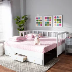 Twin To King Kendra Expandable Daybed With Storage Drawers White - Baxton Studio -Urban Dwell Gear Outlet Store GUEST 63bf5070 211d 48d1 9cda e2ca09dcf35e