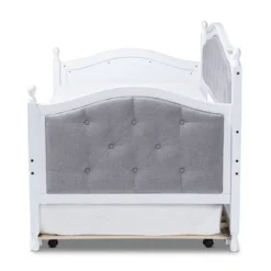 Twin Marlie Upholstered Daybed With Trundle Gray/White - Baxton Studio