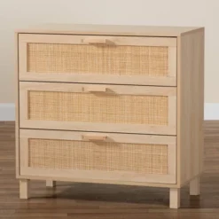 Sebille Wood With Natural Rattan 3 Drawer Storage Chest Light Brown - Baxton Studio -Urban Dwell Gear Outlet Store GUEST 63f85165 6b37 403b 8696 1373d1efe9f3
