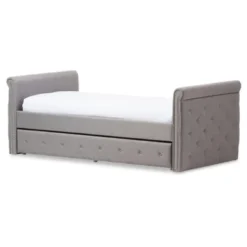 Twin Swanson Modern And Contemporary Fabric Tufted Daybed With Roll-Out Trundle Guest Bed - Baxton Studio -Urban Dwell Gear Outlet Store GUEST 64123631 7044 42da 956a 442d18f7cffb