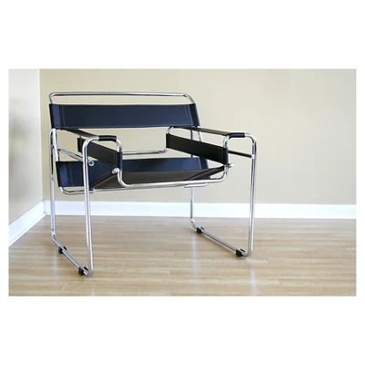 Jericho Leather Accent Chair Black - Baxton Studio 2 Jericho Leather Accent Chair Black - Baxton Studio - Image 2