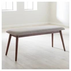 Flora Mid-Century Modern Light Gray Fabric & Oak Medium Brown Finishing Wood Dining Bench - Baxton Studio -Urban Dwell Gear Outlet Store GUEST 644f7dd6 ddba 466f a47f c67c17be2adc