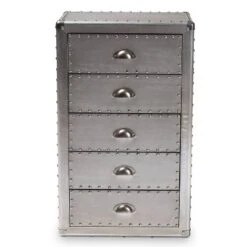 5 Drawer Davet Metal Accent Chest Silver - Baxton Studio -Urban Dwell Gear Outlet Store GUEST 646889bf d034 488d ac1c 7e66a1b9d126