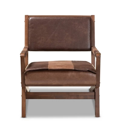 Rovelyn Faux Leather Walnut Finished Wood Lounge Chair Brown - Baxton Studio 9 Rovelyn Faux Leather Walnut Finished Wood Lounge Chair Brown - Baxton Studio - Image 9