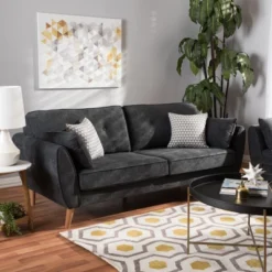 Miranda Mid-Century Modern Fabric Upholstered Sofa Dark Gray - Baxton Studio -Urban Dwell Gear Outlet Store GUEST 66193c4c 26e8 4f5a af99 b77af57ef15a