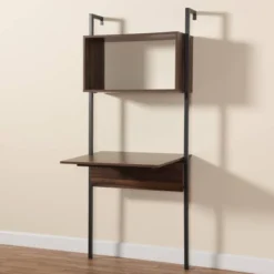 Fariat Walnut Wood And Metal Display Shelf With Desk Brown/Black - Baxton Studio -Urban Dwell Gear Outlet Store GUEST 668a632f d1f8 47e6 9cc1 25d5da5b585c