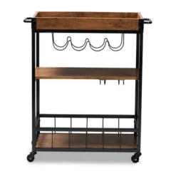 Cerne Oak And Finished Mobile Metal Bar Cart With Wine Bottle Rack Brown - Baxton Studio 12 Cerne Oak And Finished Mobile Metal Bar Cart With Wine Bottle Rack Brown - Baxton Studio -Urban Dwell Gear Outlet Store GUEST 66a3162d 98f2 4158 b431 dfdc602379af