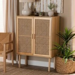 Maclean Rattan Wood 2 Door Storage Cabinet Natural/Brown - Baxton Studio -Urban Dwell Gear Outlet Store GUEST 67649b5d 22c1 4bbc 8c5b b96e70fd1be0